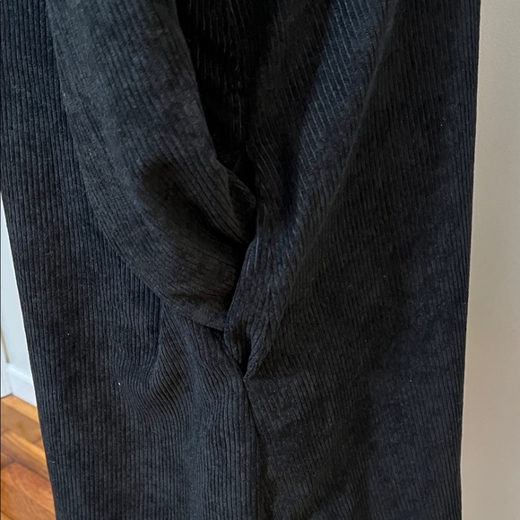 Corduroy Black  Long Sleeve Collard Button Front Shirt Dress with Pockets - Picture 10 of 13